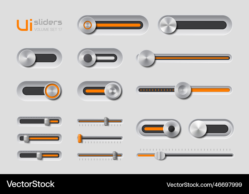 UI Slider Controls with Knobs vector image