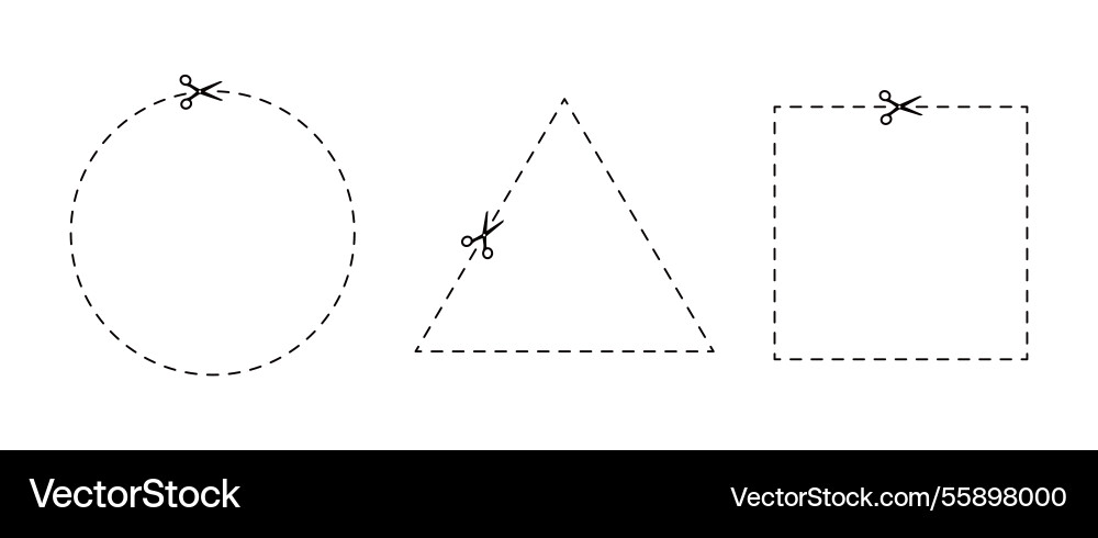 Dash marks in circle triangle and square shapes Dash marks in circle triangle and square shapes vector image