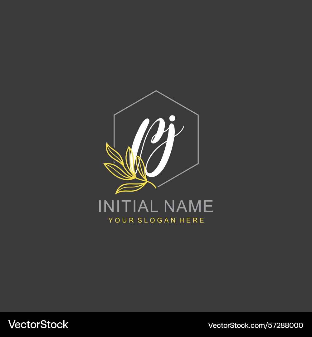 Pj initial logo templates with botanical elements Pj initial logo templates with botanical elements Vector Image