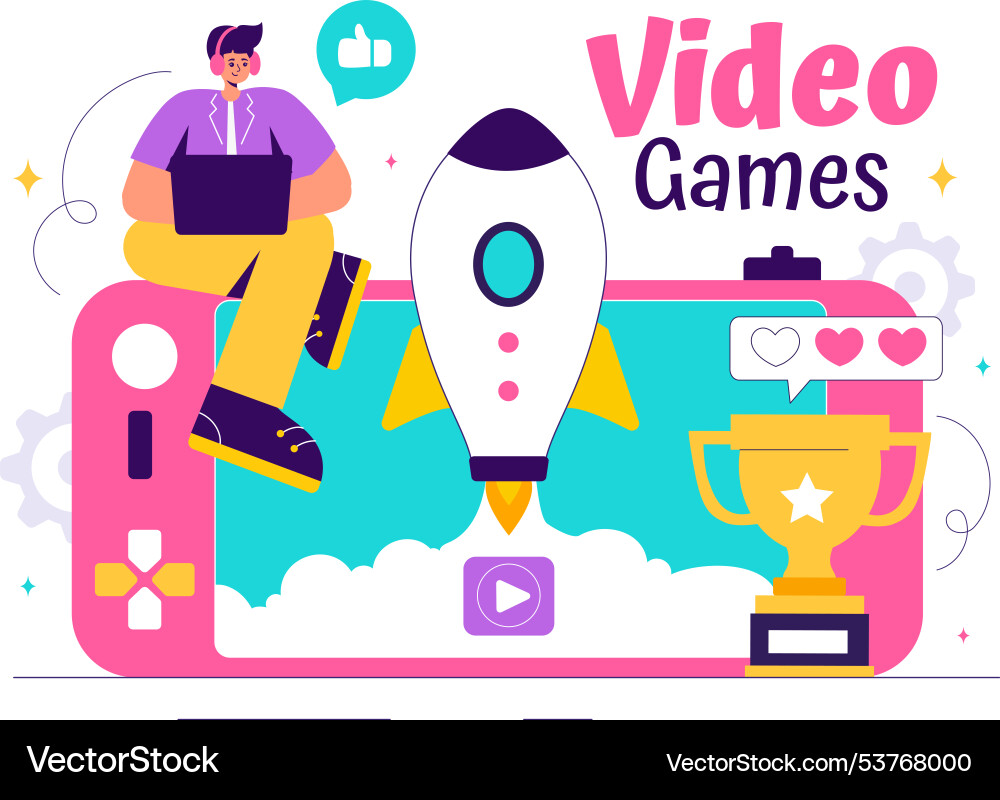 Video games with programmers playing gamepad Vector Image