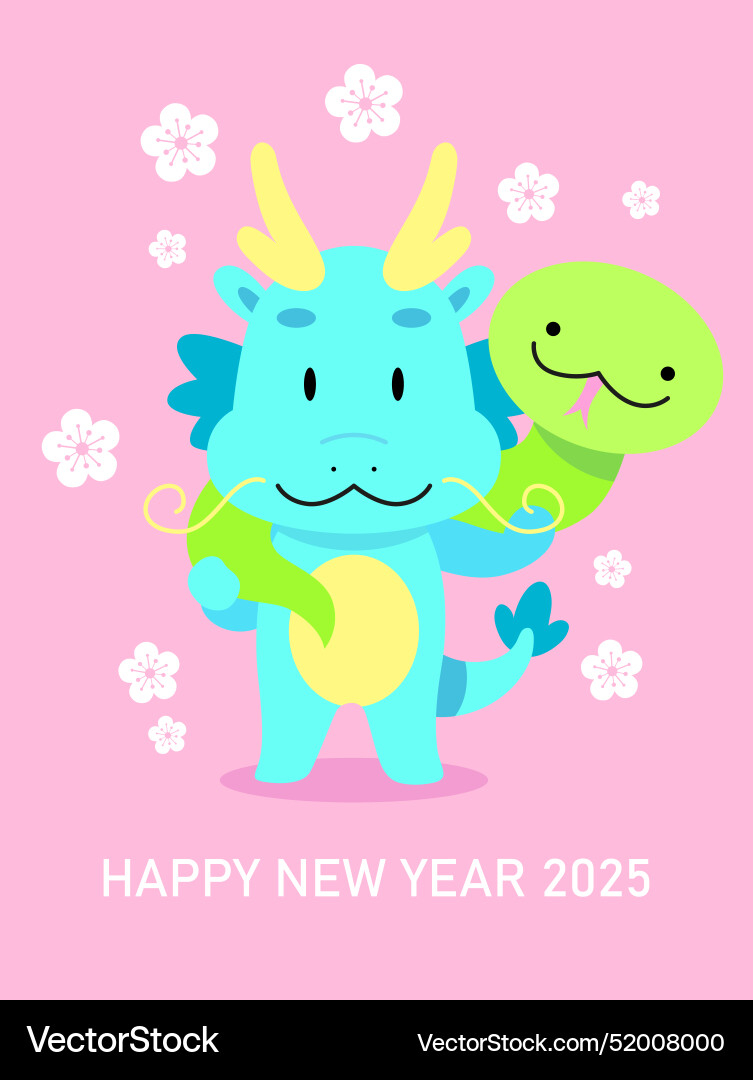 Year of the dragon 2024 and new snake Year of the dragon 2024 and new snake vector image