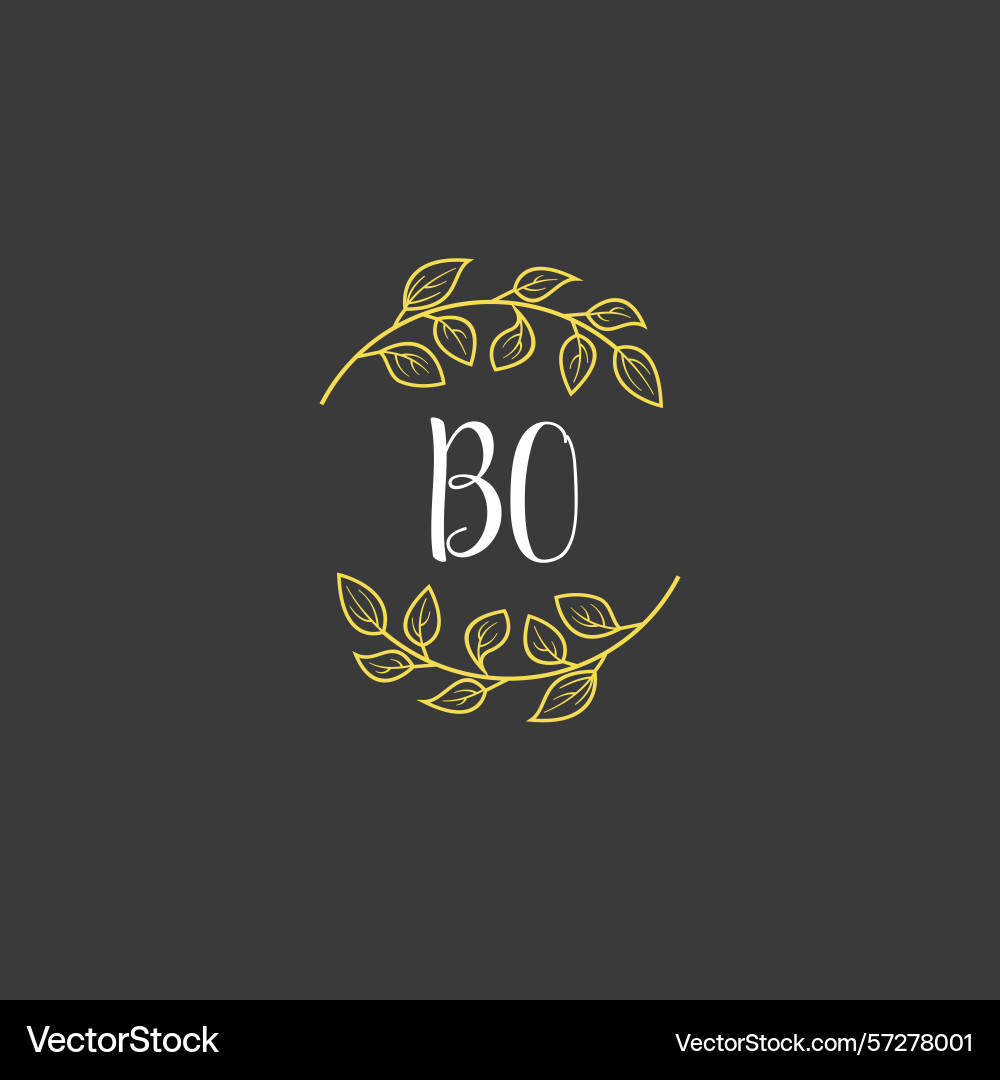 Botanical monogram logos with initial bo Botanical monogram logos with initial bo Vector Image