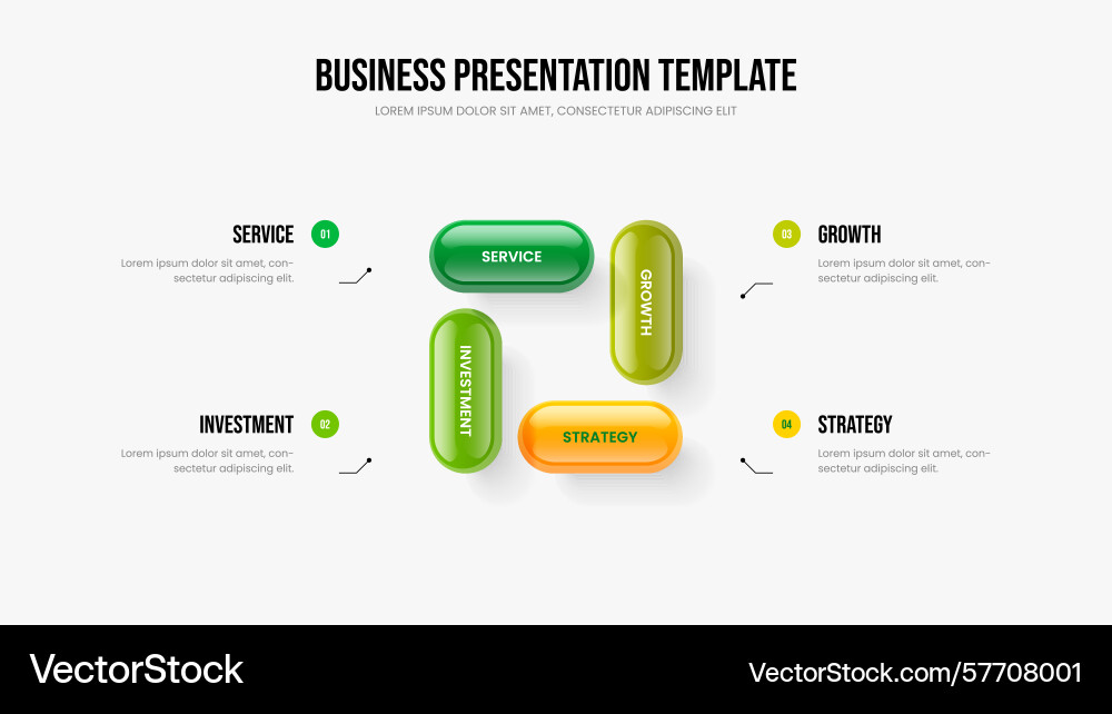 Creative report 4 element diagram slide layout Vector Image