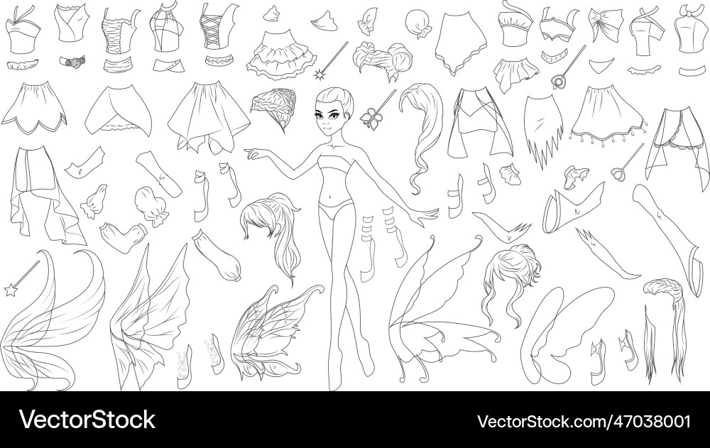 cute-paper-doll-fairy-coloring-page-royalty-free-vector for Fairy Paper Dolls Printable Free Cute Paper Doll Fairy Coloring Page Royalty Free Vector for Fairy Paper Dolls Printable Free