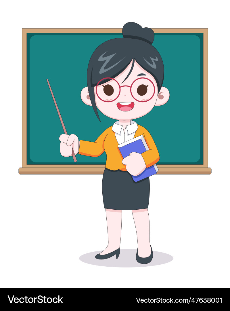 Cute woman teacher teaching cartoon vector image