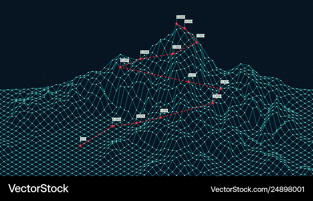 Cyberspace Gitter 3d Technologie Drahtrahmen Landschaft Cyberspace Gitter 3d Technologie Drahtrahmen Landschaft vektorbild