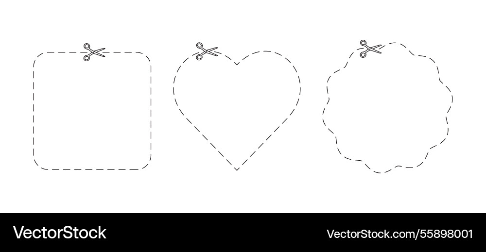 Dash marks in three shapes on voucher set of trim Dash marks in three shapes on voucher set of trim vector image
