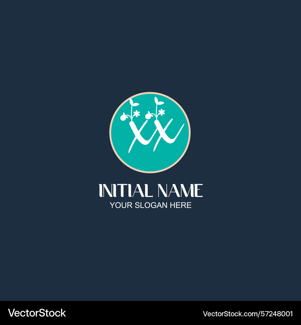 Elegant xx initial logo design with botanical Vector Image