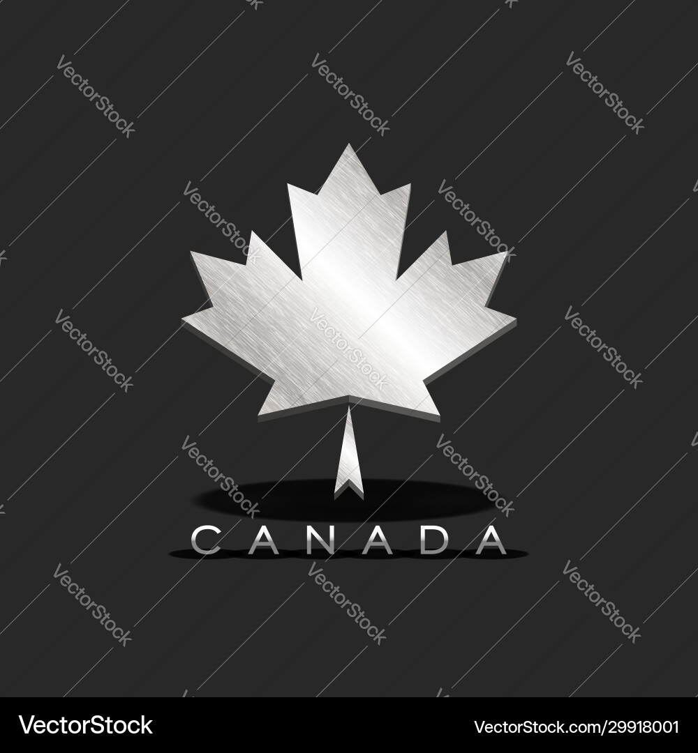 Metallic maple leaf emblem canada with 3d Metallic maple leaf emblem canada with 3d vector image