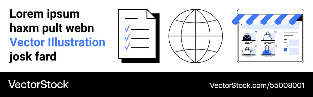 Online store concept with checklist globe and e Online store concept with checklist globe and e vector image