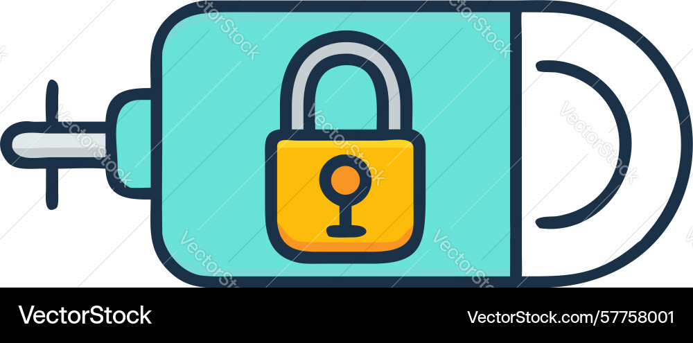 Secure usb drive icon data storage encryption vector image