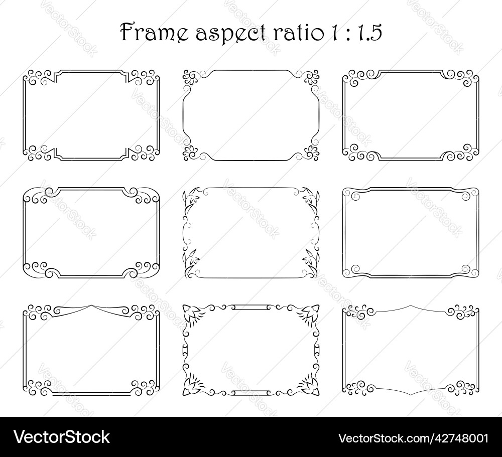 Set of rectangular frames with floral pattern Set of rectangular frames with floral pattern vector image