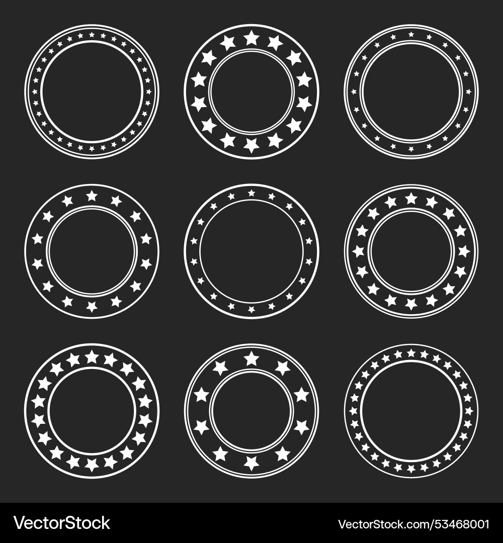 Stars of various sizes arranged in a circle round Stars of various sizes arranged in a circle round vector image