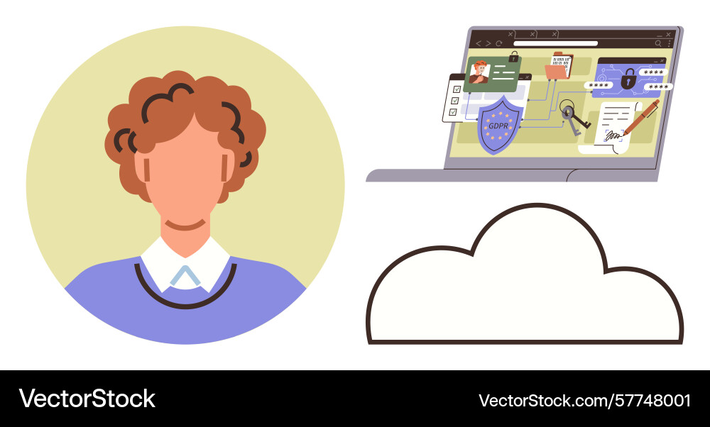 User profile secure online data access and cloud User profile secure online data access and cloud vector image