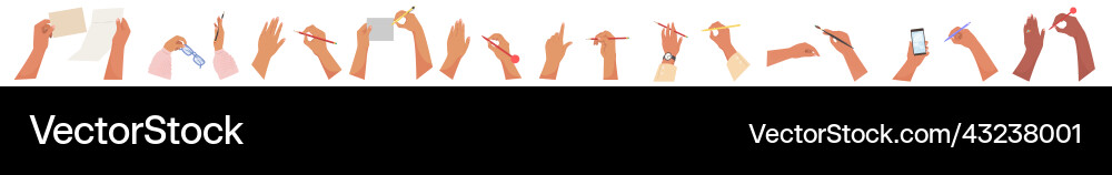 Writing Hands with Pen - Isolated Set vector image