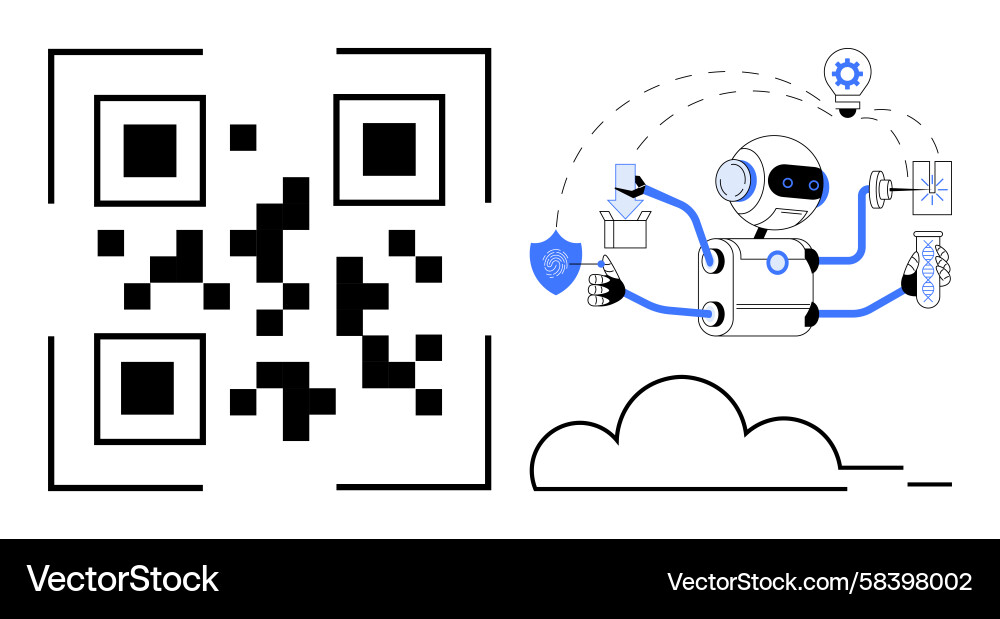 AI Automation with QR Codes Vector Image