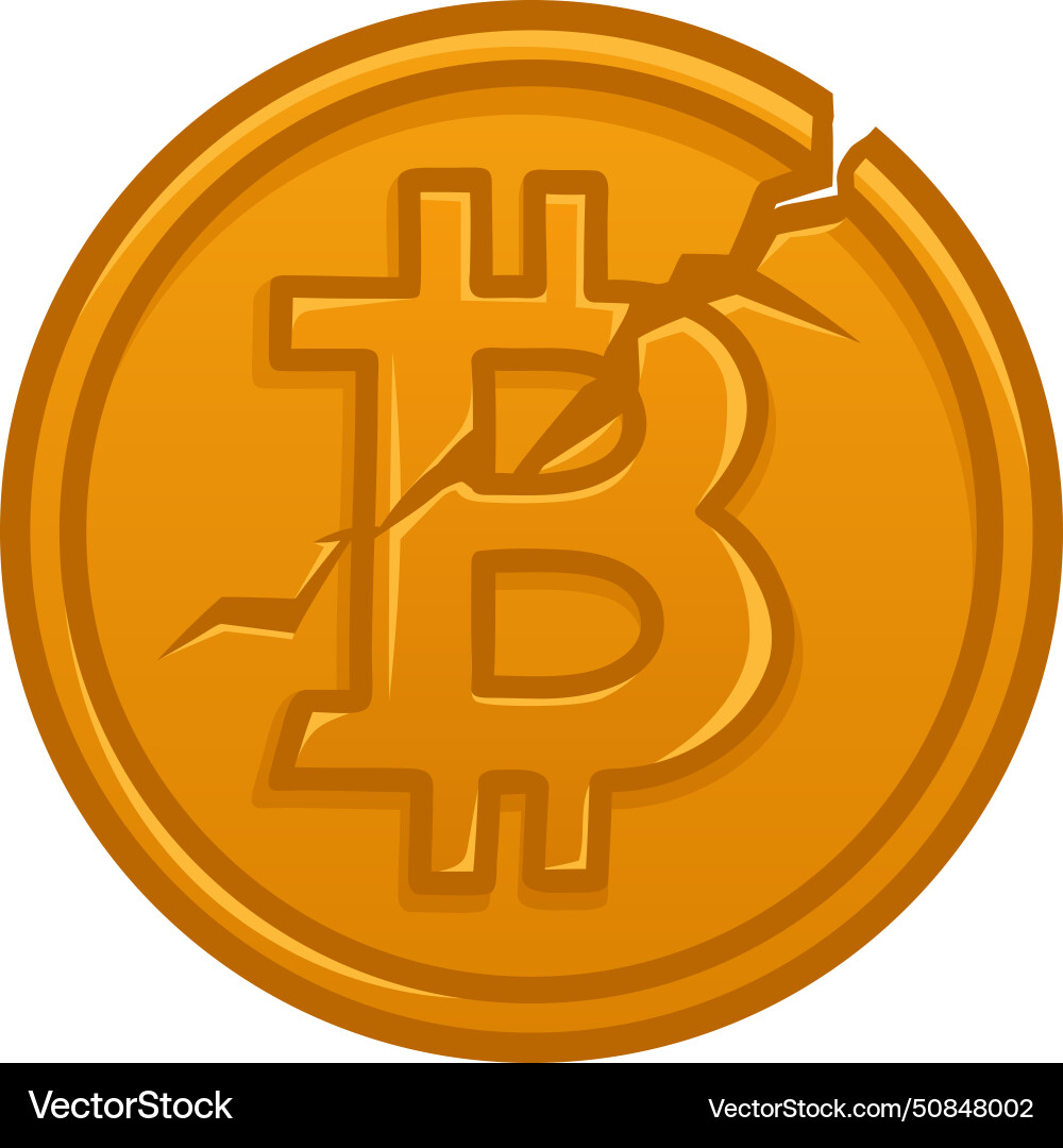 Bitcoin cracked broken coin cryptocurrency damaged – Royalty-Free Vector |  VectorStock