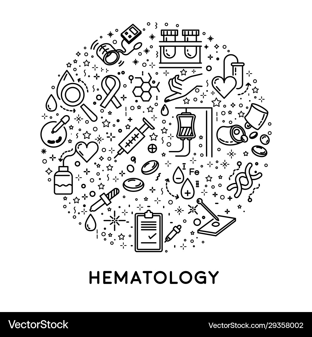 Blood donation and hematology science line icons Blood donation and hematology science line icons vector image