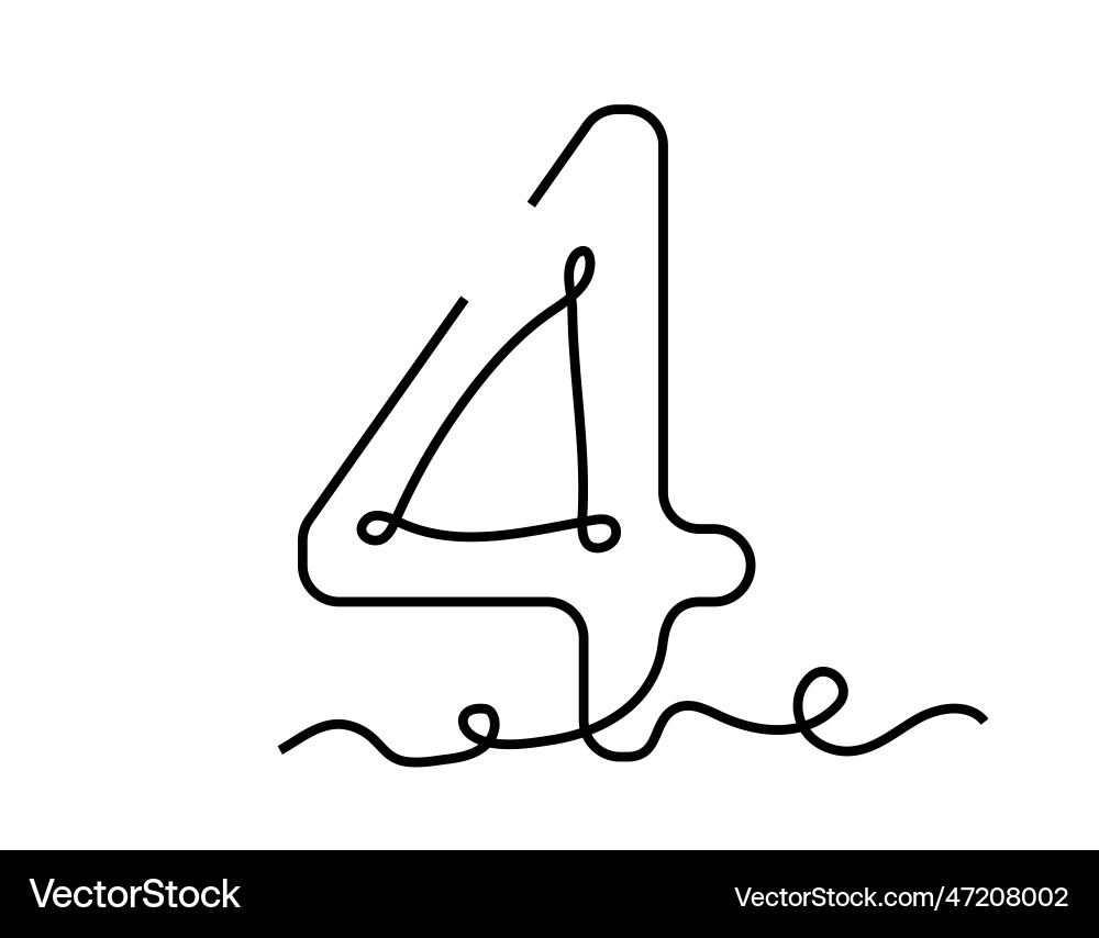 Linear number 4 concept Linear number 4 concept vector image