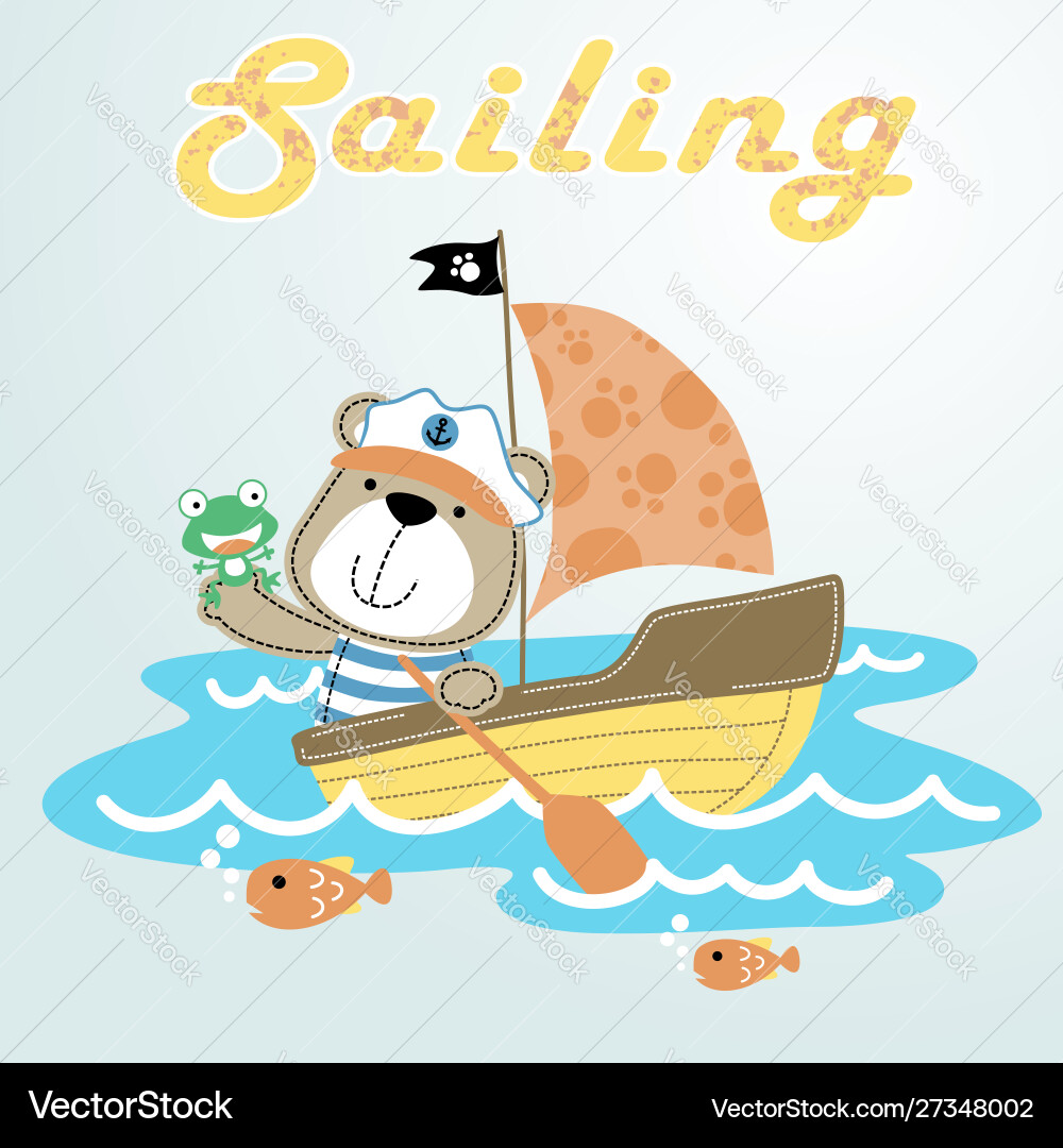 Sailing with cute animals on sailboat cartoon Sailing with cute animals on sailboat cartoon vector image