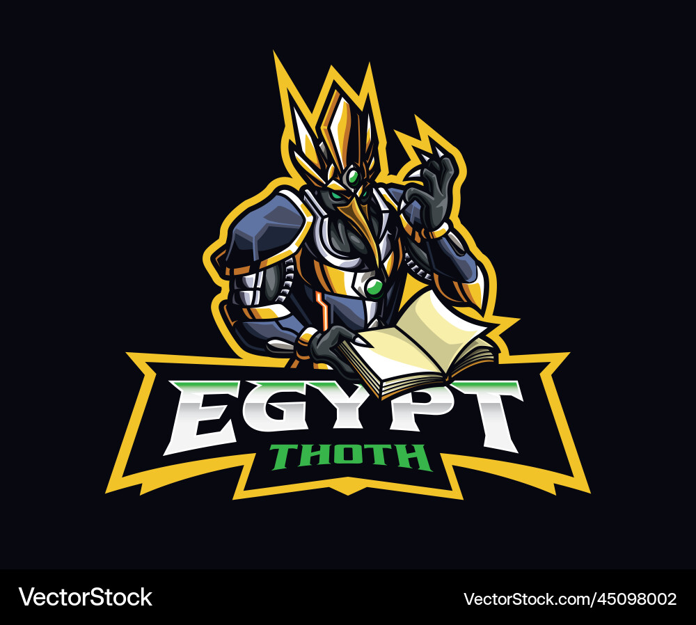 Sci-fi ägypten thoth mascot logo design Sci-fi ägypten thoth mascot logo design vektorbild