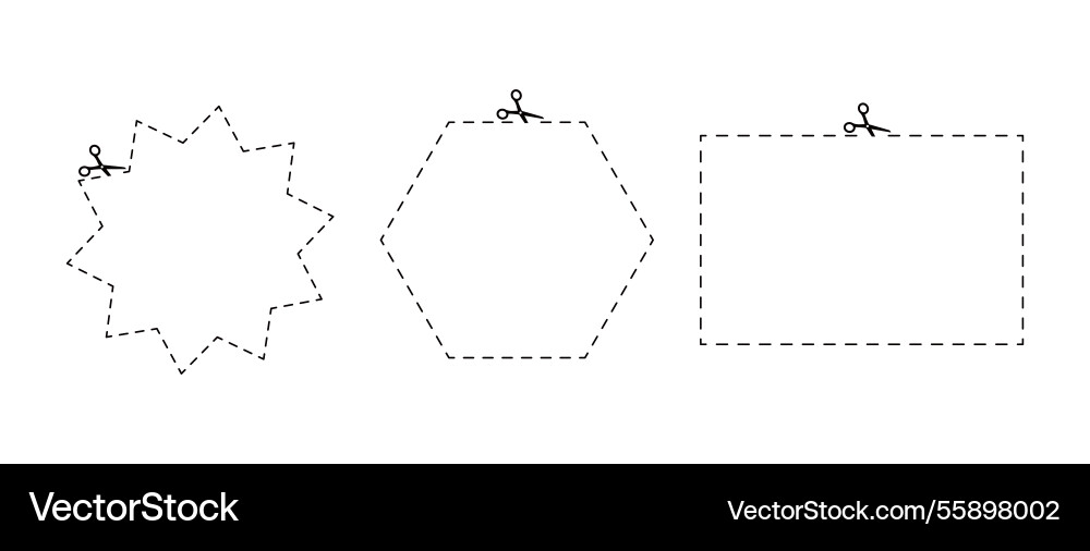 Scissor with dash cut line icons set dot marks Scissor with dash cut line icons set dot marks vector image