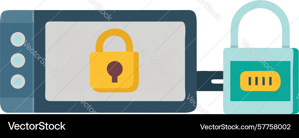 Secure desktop monitor icon computer system vector image