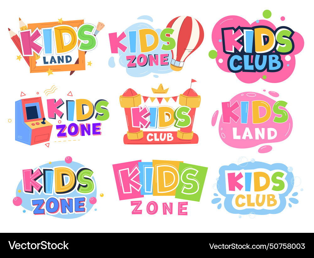 Children's Entertainment Logo Set Vector Image