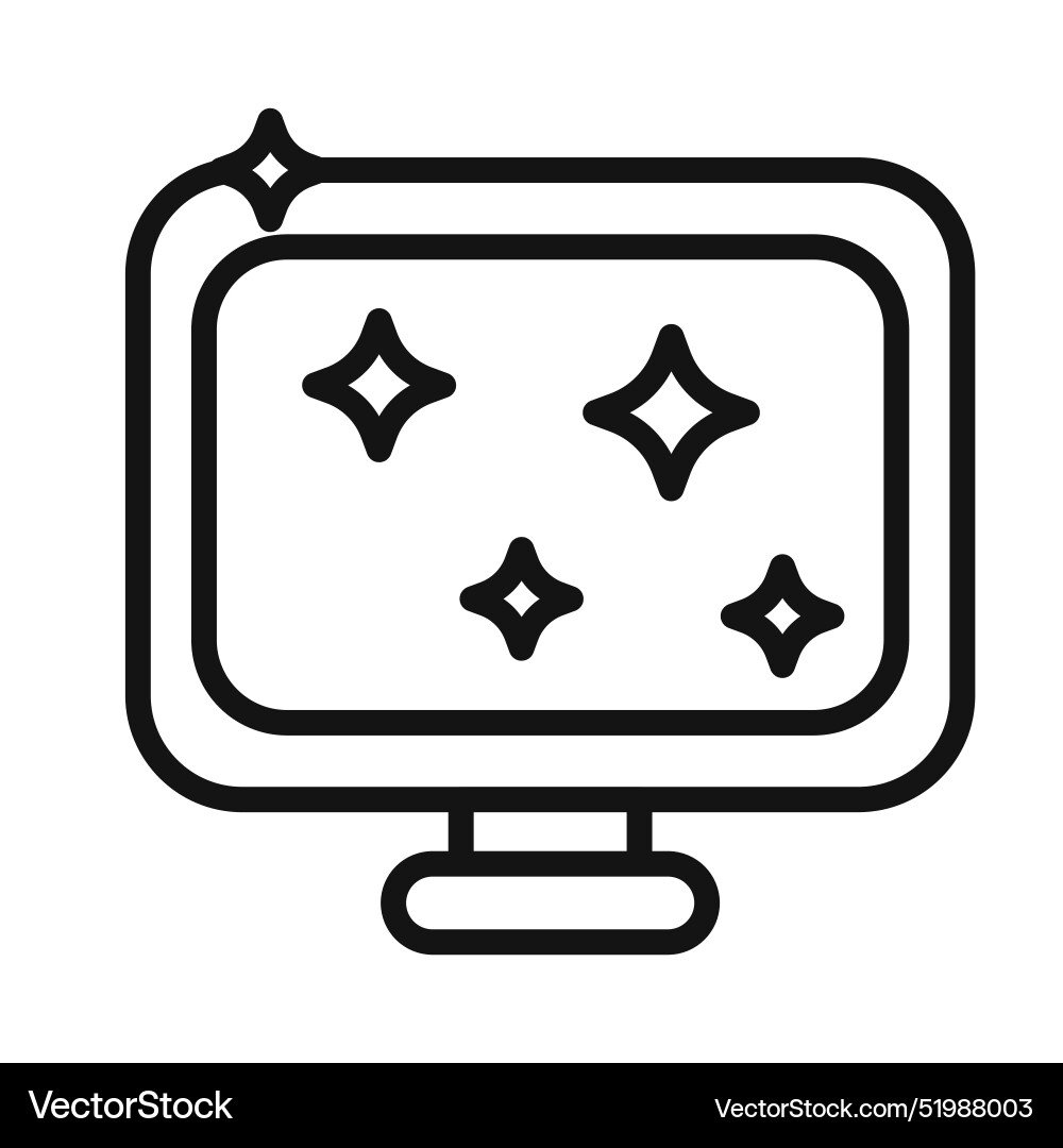 Cleaned computer screen icon mark in filled style Cleaned computer screen icon mark in filled style Vector Image