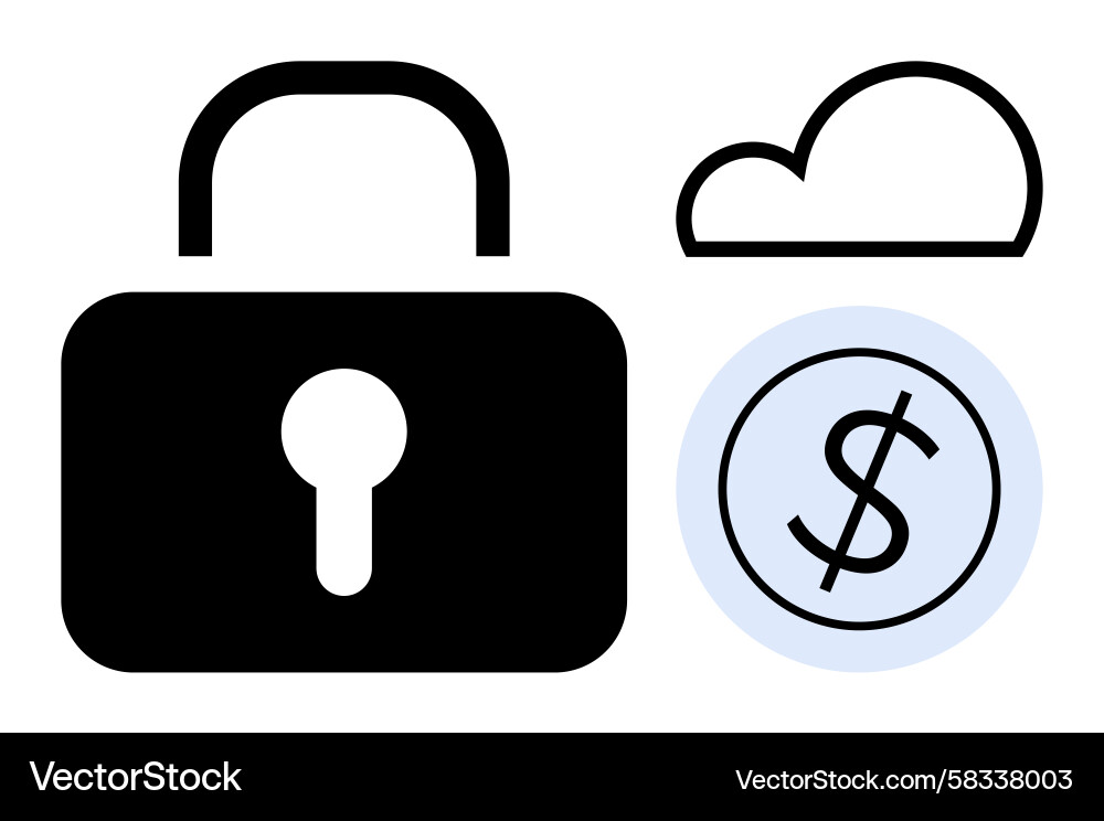 Data Security - Lock and Cloud Vector Image