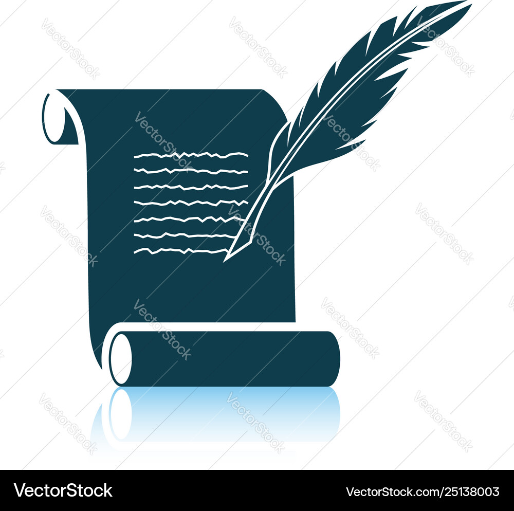 Feather and scroll icon Feather and scroll icon vector image