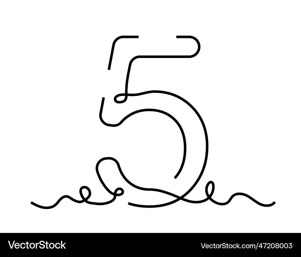 Linear number 5 concept Linear number 5 concept Vector Image