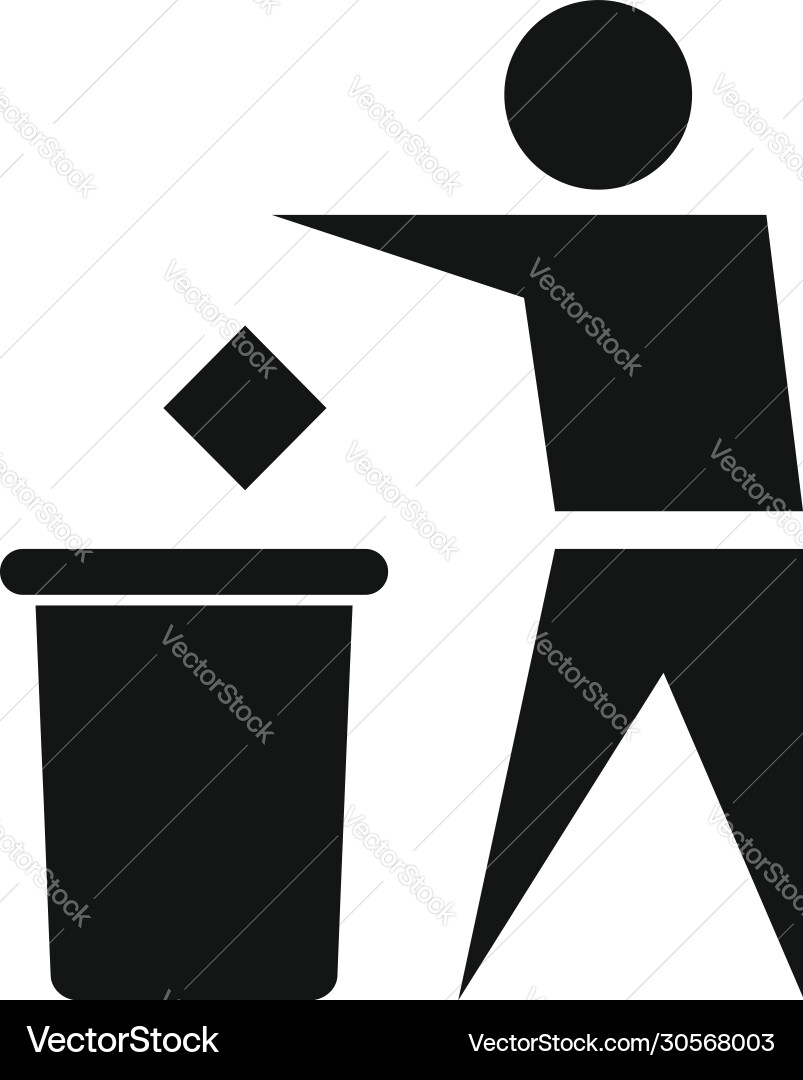 Man throw garbage icon simple style Vector Image