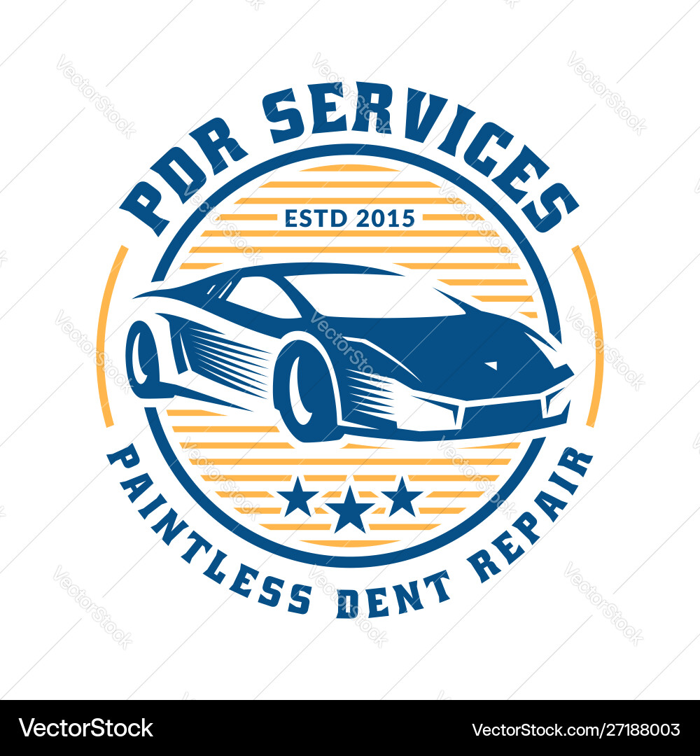 Paintless dent repair logo pdr service vector image