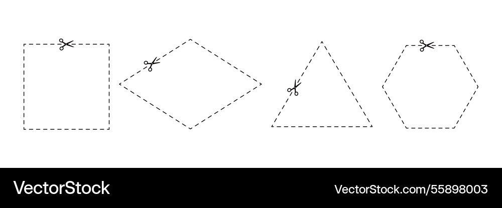 Scissor with dash cut line in different Scissor with dash cut line in different vector image