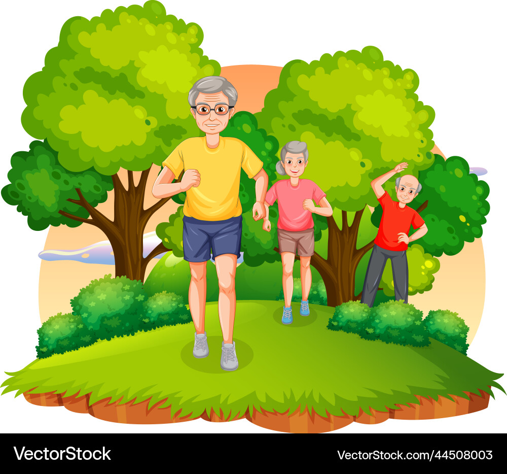 Senior couple jogging at park vector image