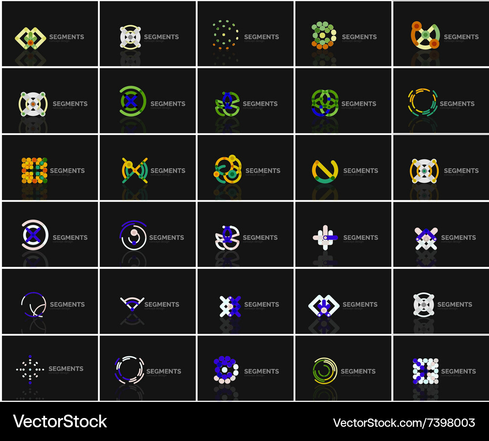Set of linear abstract logos and swirl shapes Vector Image