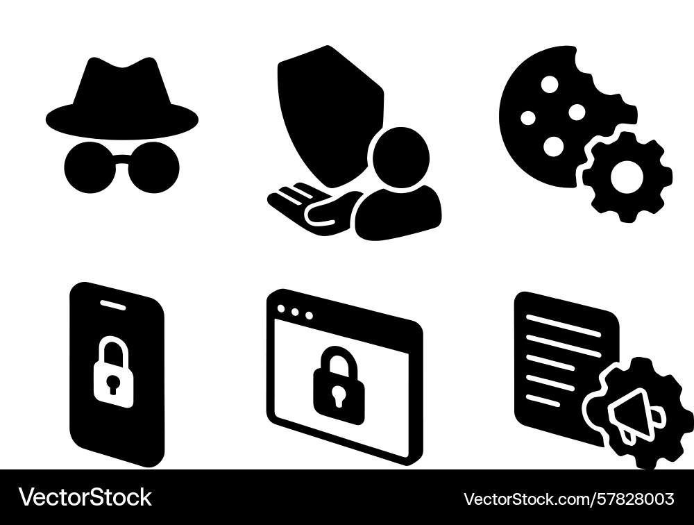 Set of web icons depicting security privacy Vector Image