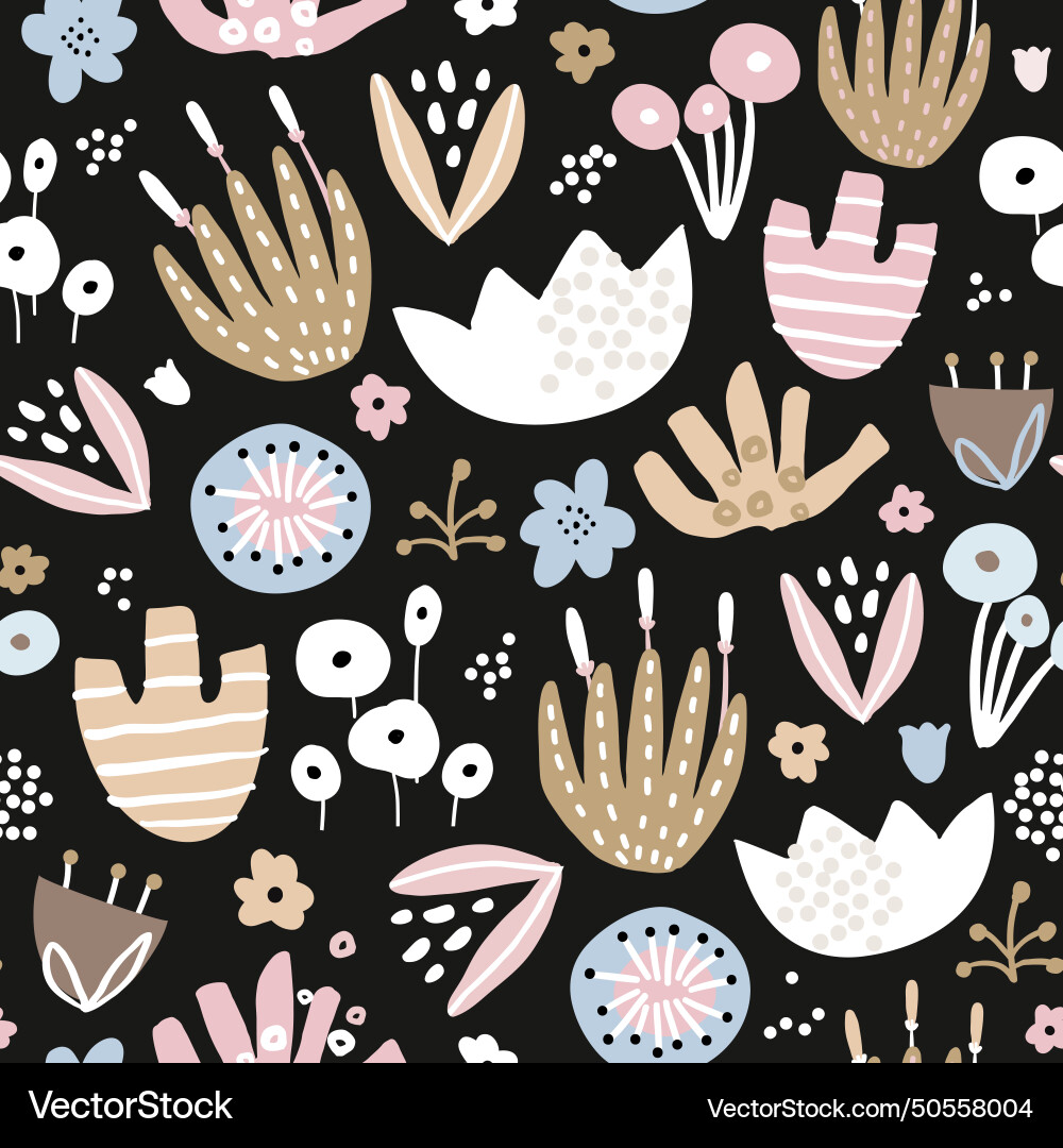 Abstract style floral seamless pattern hand down vector image