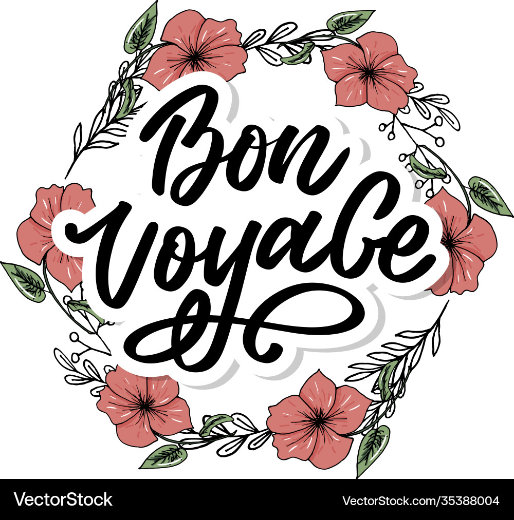 Bon voyage Handschrift Kalligraphie Reise Bon voyage Handschrift Kalligraphie Reise vektorbild