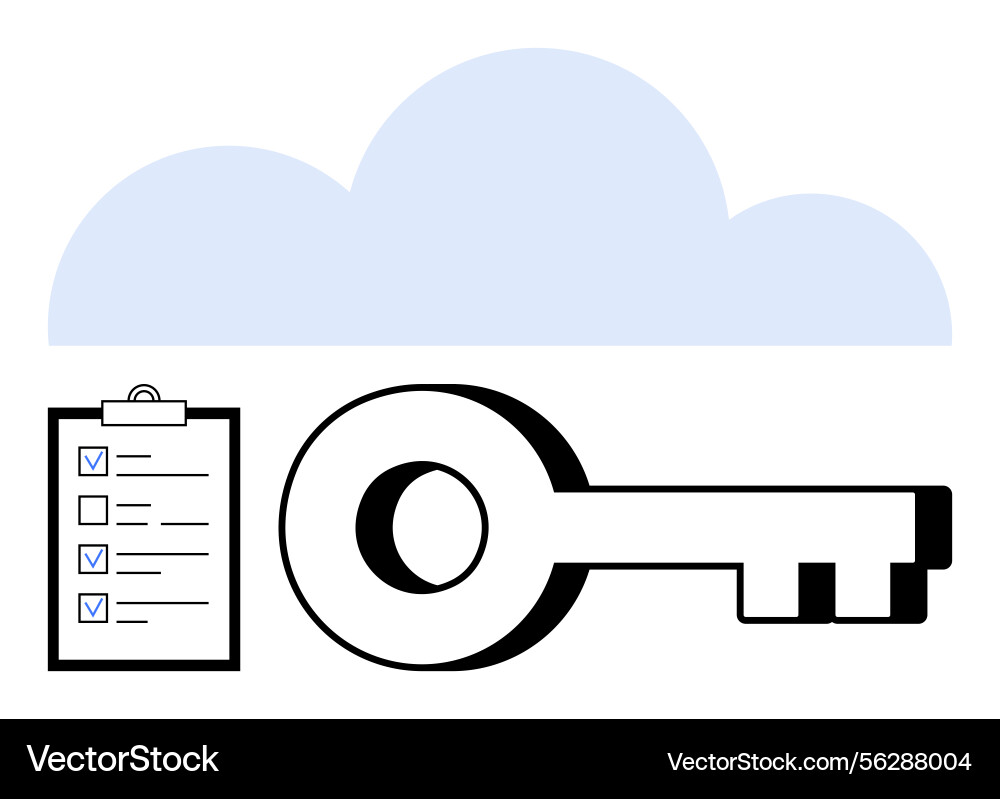 Cloud-based security concept with key Vector Image