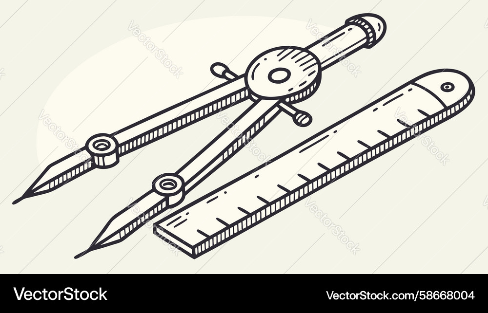 Drafting compass and ruler engineering tools Vector Image