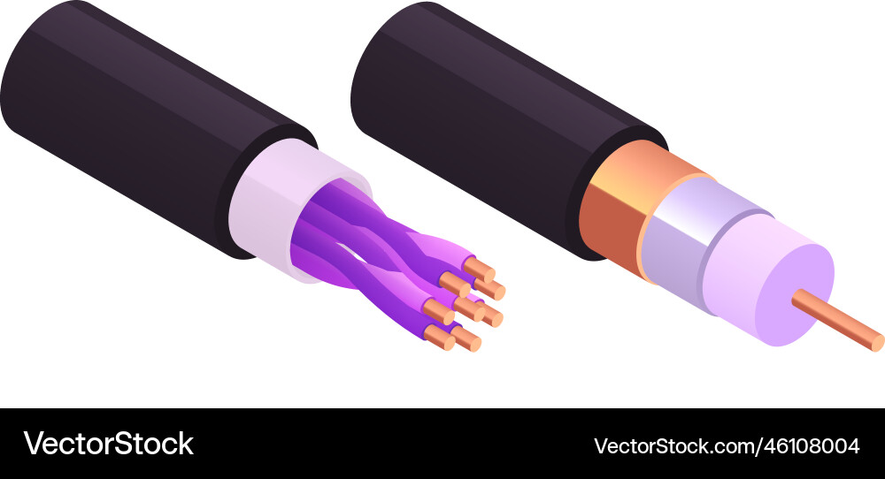 Internet cord isometric composition Vector Image