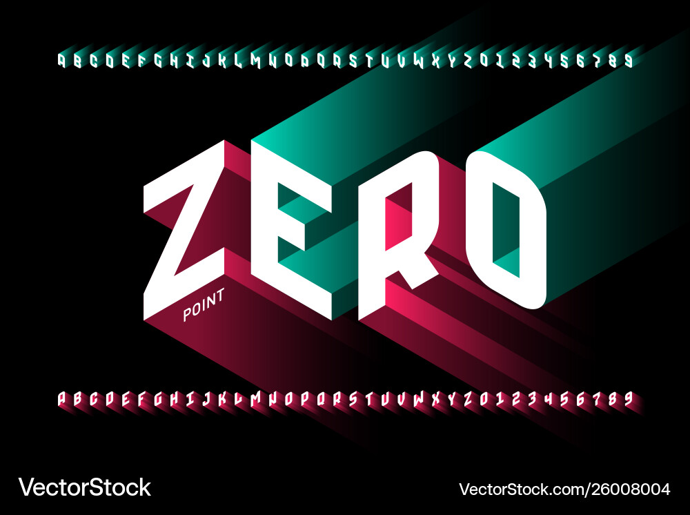 Isometric 3D Alphabet Font Vector Image