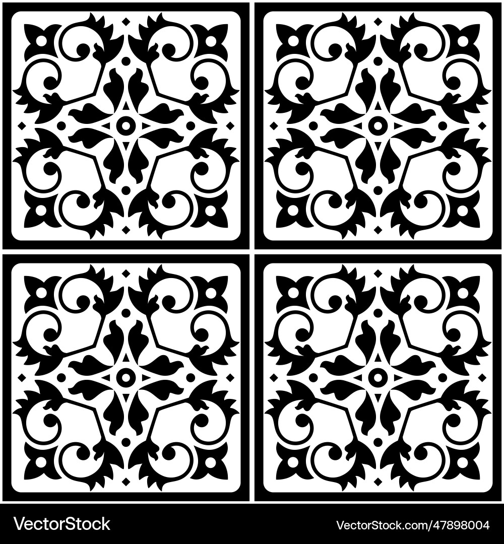 Lisbon azulejo style seamless tile pattern Lisbon azulejo style seamless tile pattern vector image