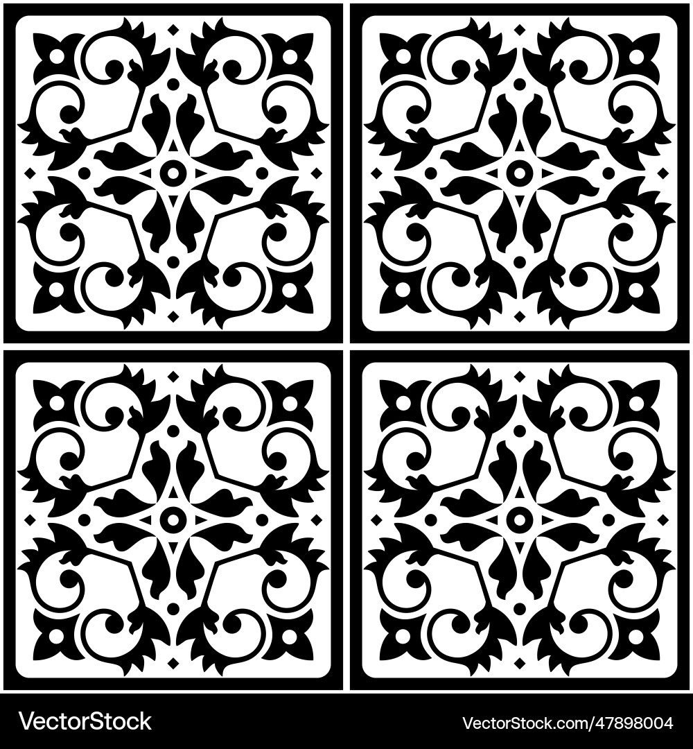 Lisbon azulejo style seamless tile pattern vector image