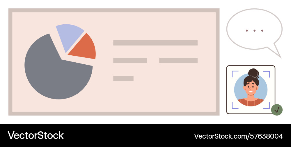 Presentation of data analytics with pie chart vector image