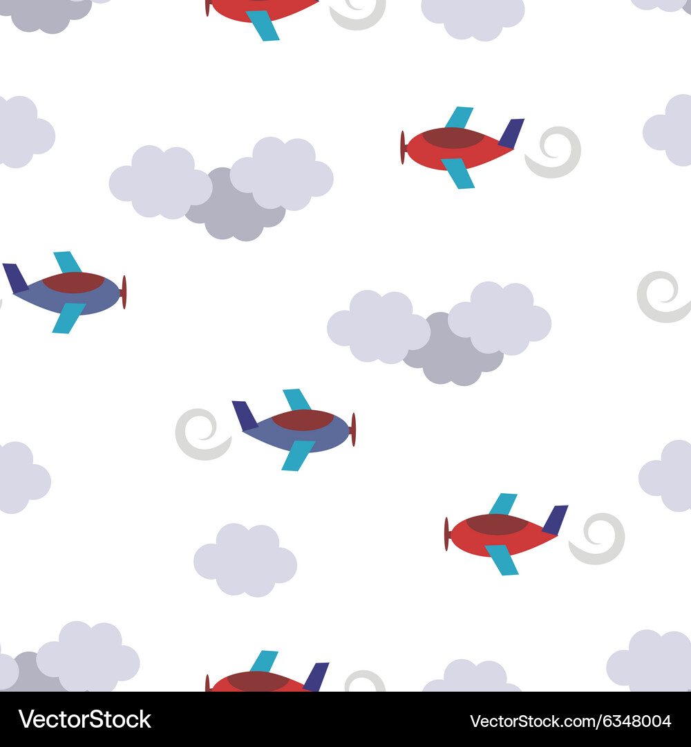 Seamless pattern with planes in clouds Vector Image