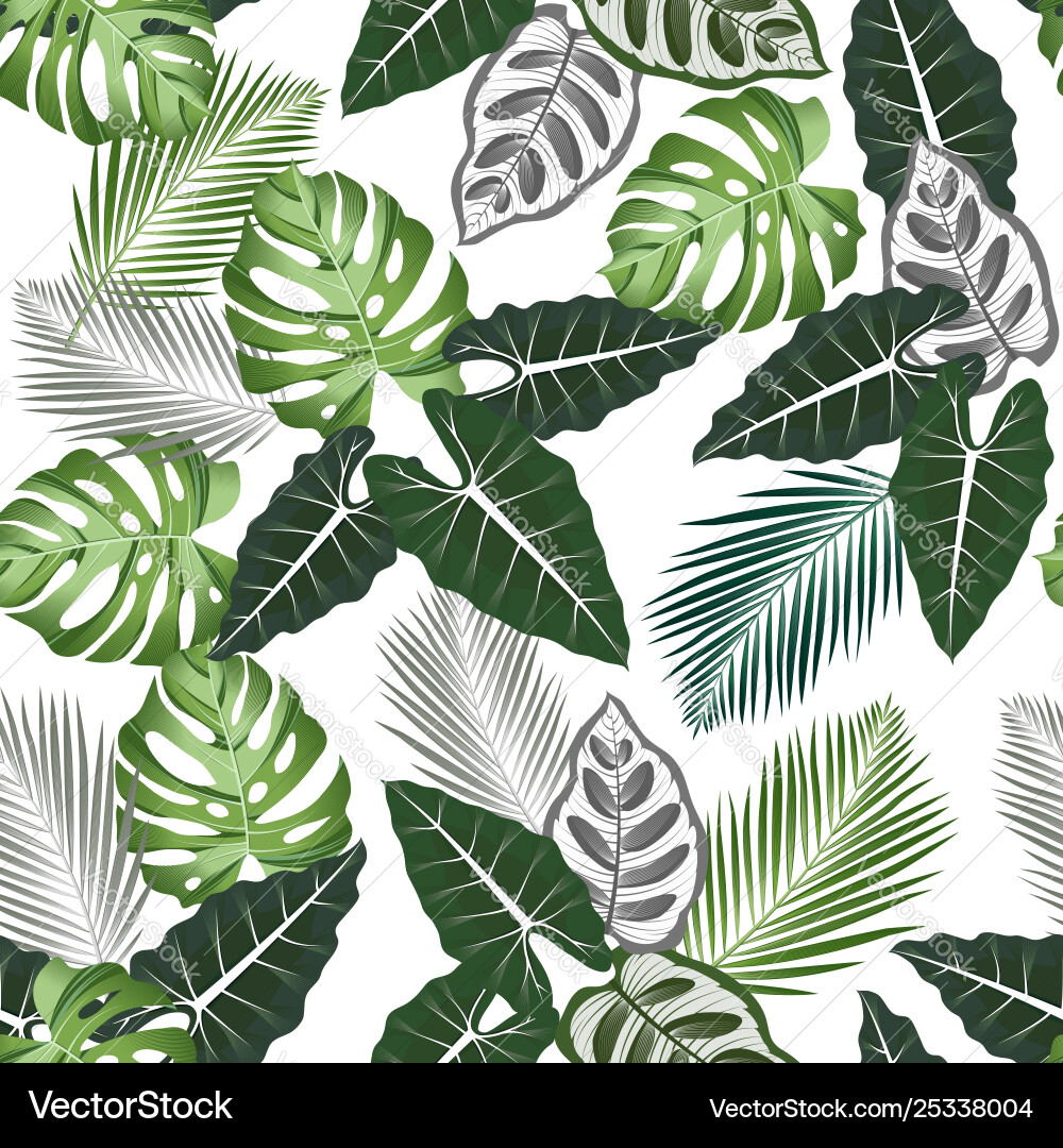 Seamless pattern with tropical leaves alocasia Seamless pattern with tropical leaves alocasia vector image