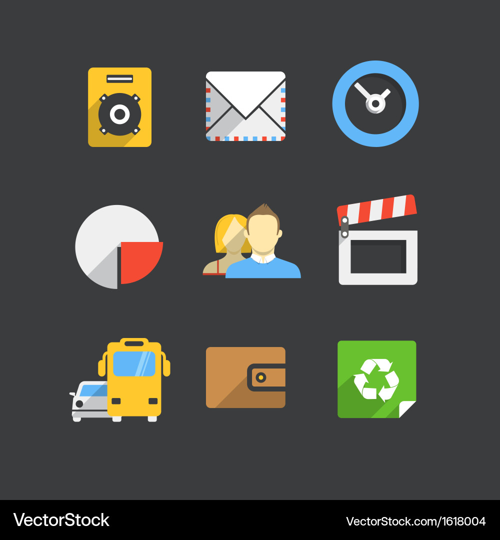 Trendy modern color web interface icons collection Trendy modern color web interface icons collection vector image